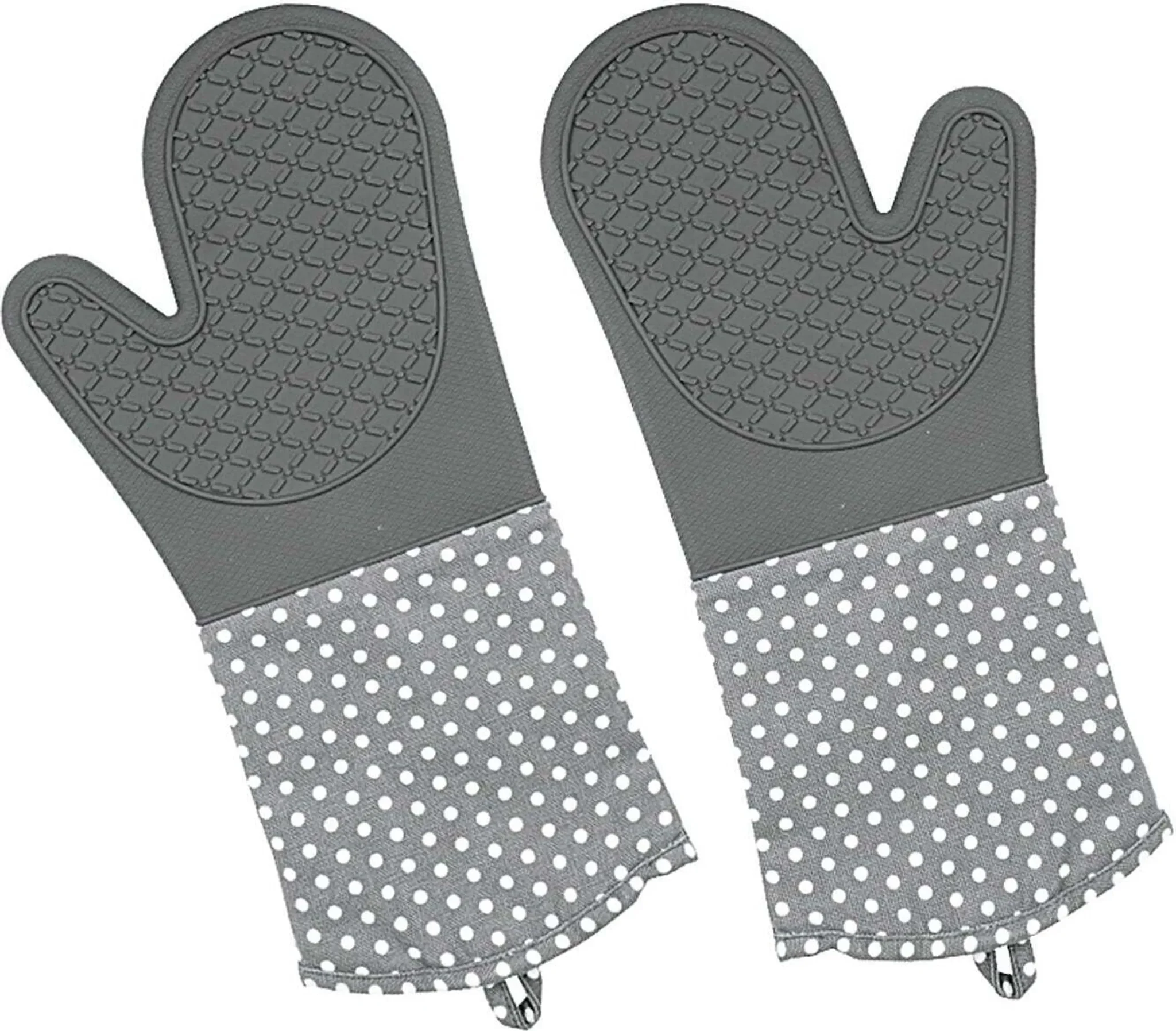 WENKO – Topfhandschuhe / Ofenhandschuhe aus Silikon & Baumwolle – Grau (1 Paar)
